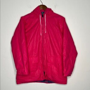 Vintage Misty Harbor Pink Hooded Raincoat Plaid Lined Full Zip Women’s Medium